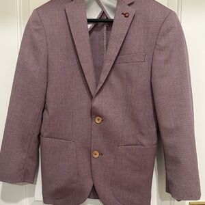 Men's Elegant Blazer in Burgundy Check - Gently Used - 36S
